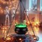 Large Witches Cauldron on Tripod with Cauldron Diffuserr and Big Skeleton - Black Plastic Cauldron Halloween Decor for Outside Yard Lawn Home Porch Door